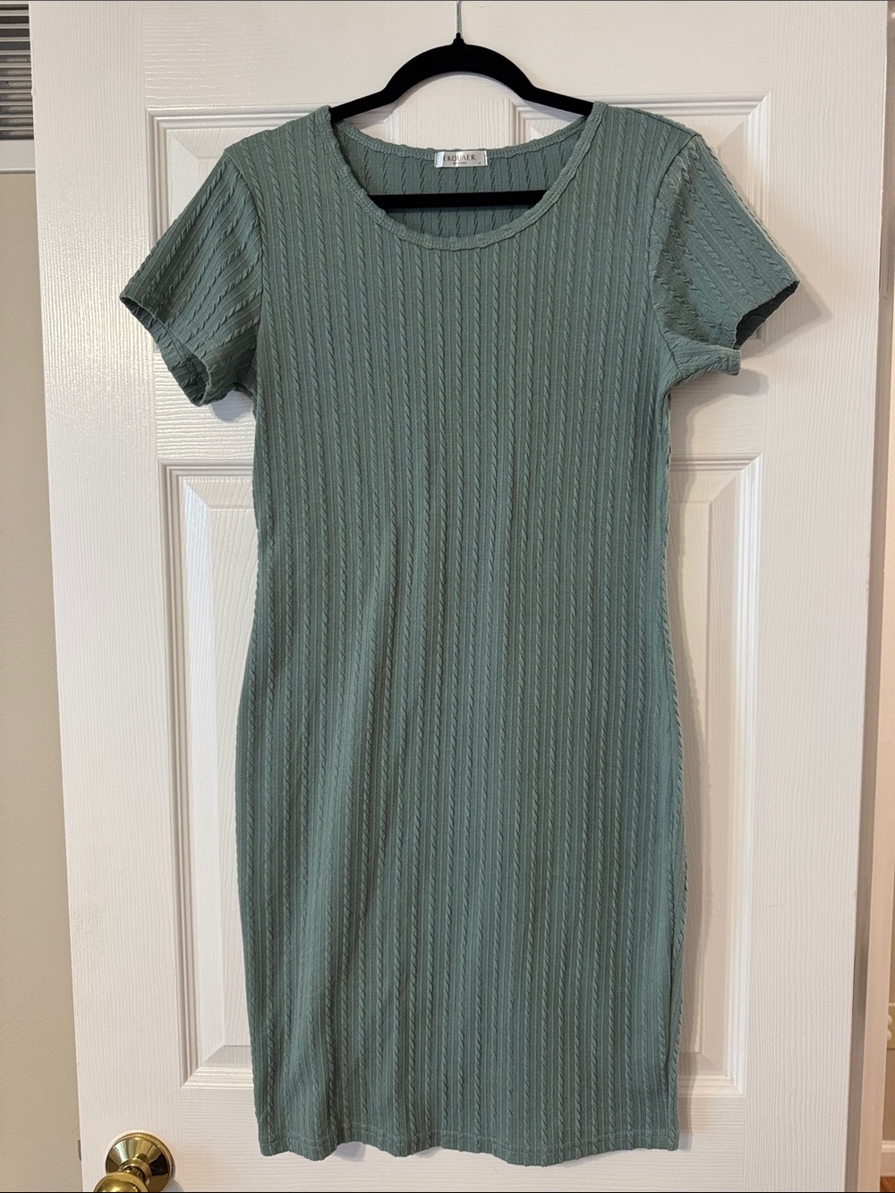 Ribbed Sage Green Short Sleeve Mini Dress